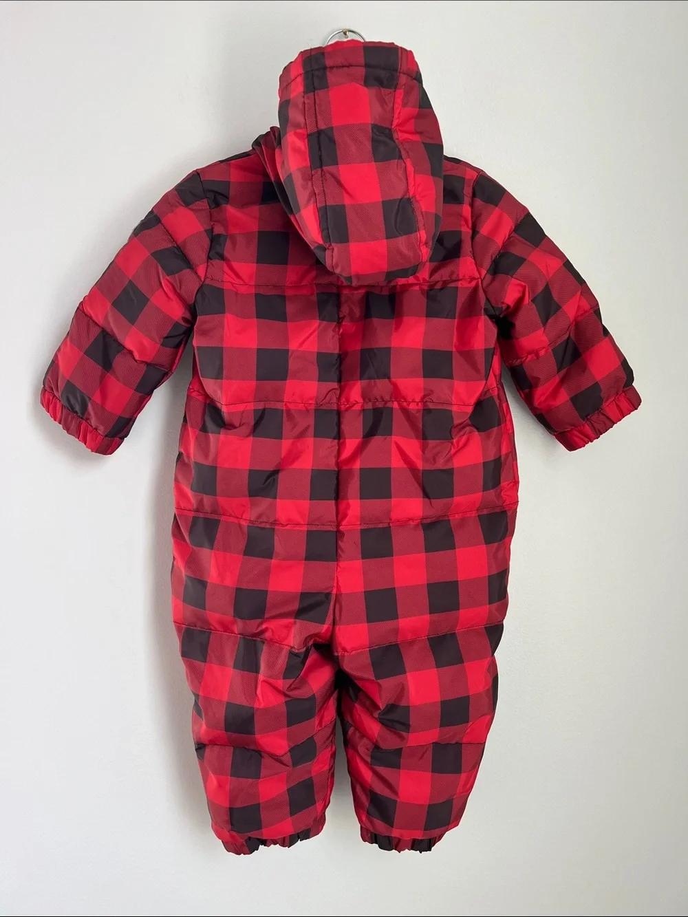 Baby GAP | Red & Black Buffalo Plaid One-Piece Puffer #473862-02 Size 12-18M